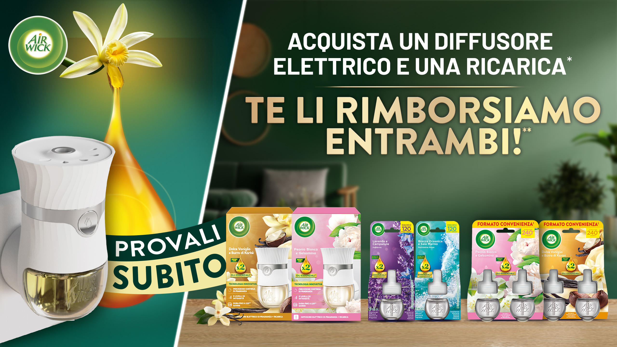 Rimborso elettici Airwick - Acquista un Kit diffusore elettico + 1 Ricarica Airwick