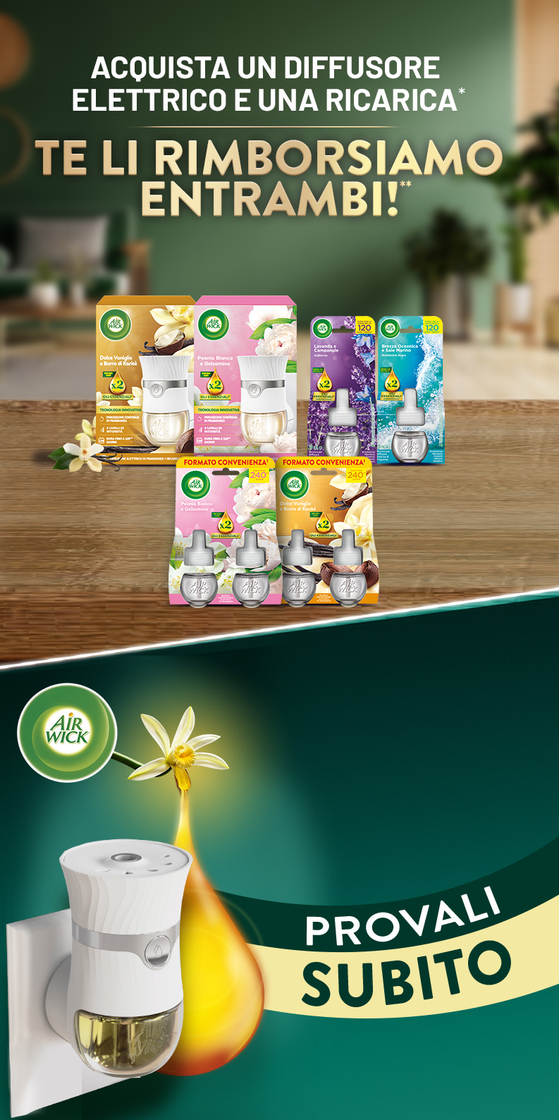 Rimborso elettici Airwick - Acquista un Kit diffusore elettico + 1 Ricarica Airwick